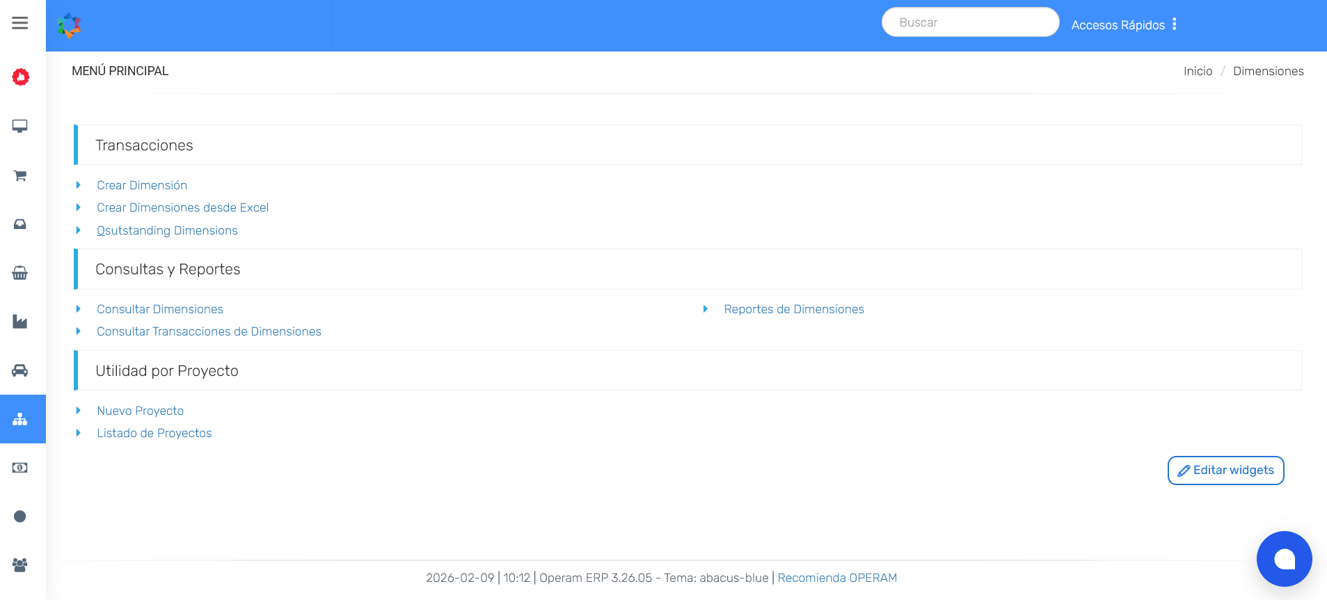 OPERAM Mod Dimensiones- Menu Ppal Dimensiones