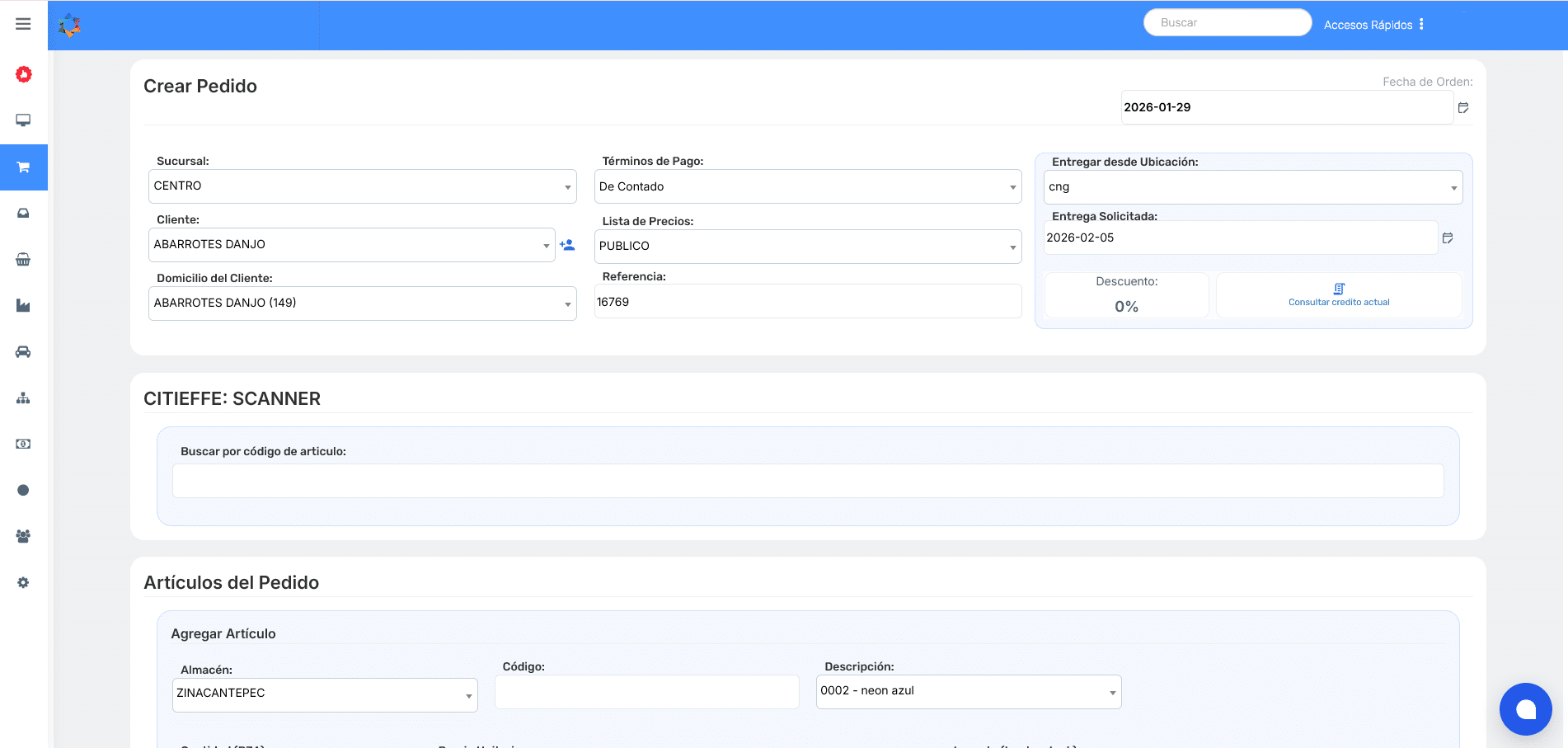 OPERAM Mod Ventas - Pedidos
