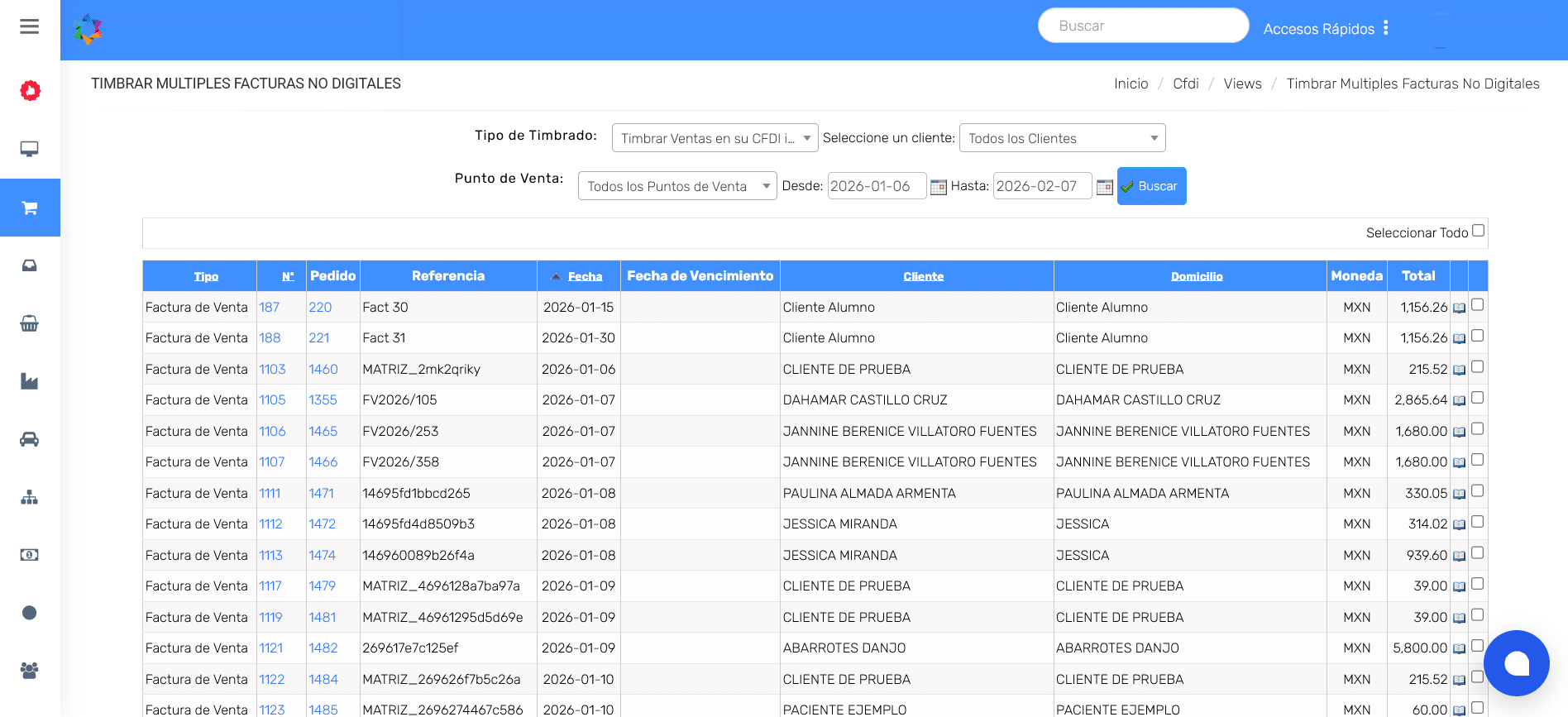 OPERAM Mod Ventas- Timbrar Facturas Pantalla